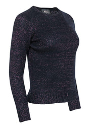 Current Boutique-A.P.C. - Navy & Pink Sparkly Wool Blend Knit Crewneck Sweater Sz XS