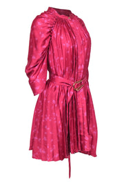 Current Boutique-Acler - Fuchsia Floral Print Accordion Pleat Button-Down Dress w/ Belt Sz 10