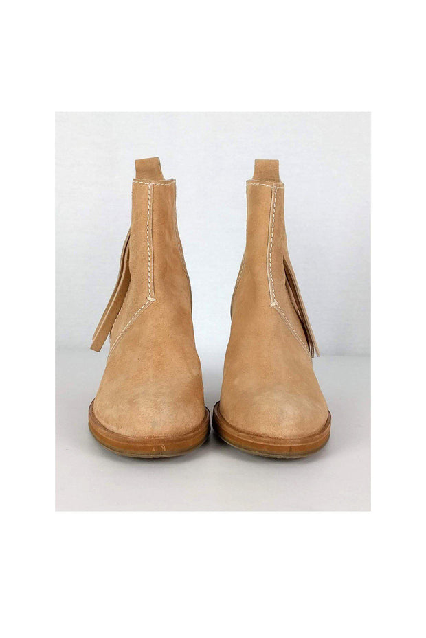 Current Boutique-Acne - Beige Suede Stacked Booties Sz 5