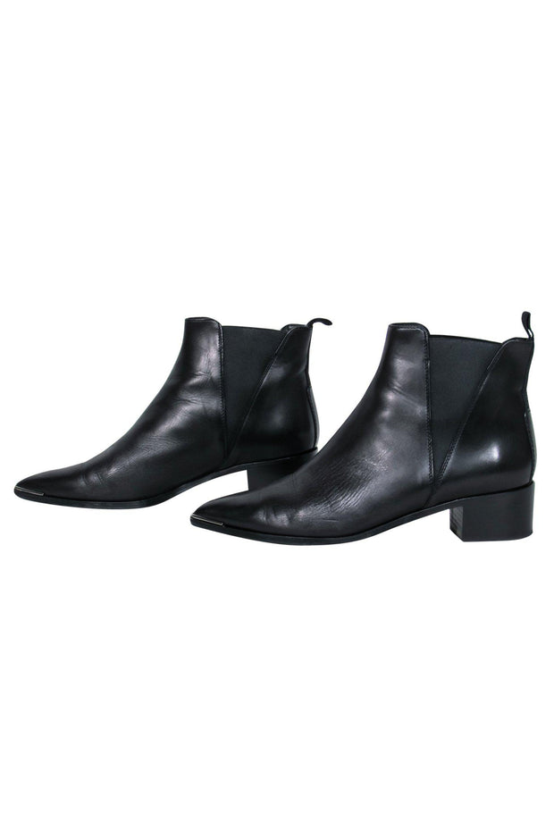 Current Boutique-Acne Studios - Black Leather Block Heel Pointed Toe "Jensen" Ankle Booties Sz 9