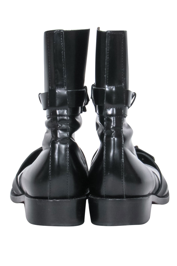 Current Boutique-Acne Studios - Black Leather Buckled Cutout "Petra" Booties Sz 8