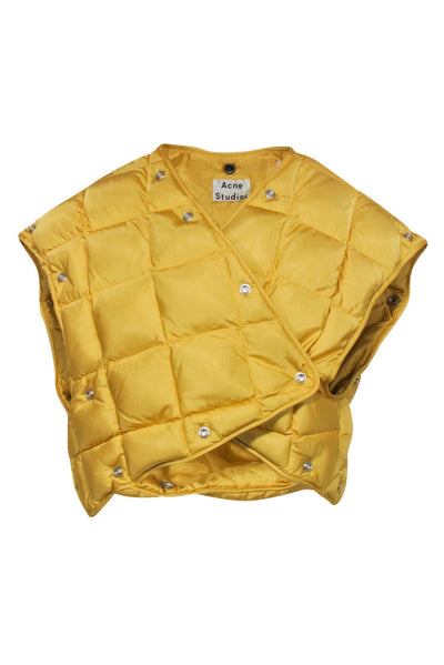 Current Boutique-Acne Studios - Yellow Cropped Puffer Vest w/ Hardware Sz 8