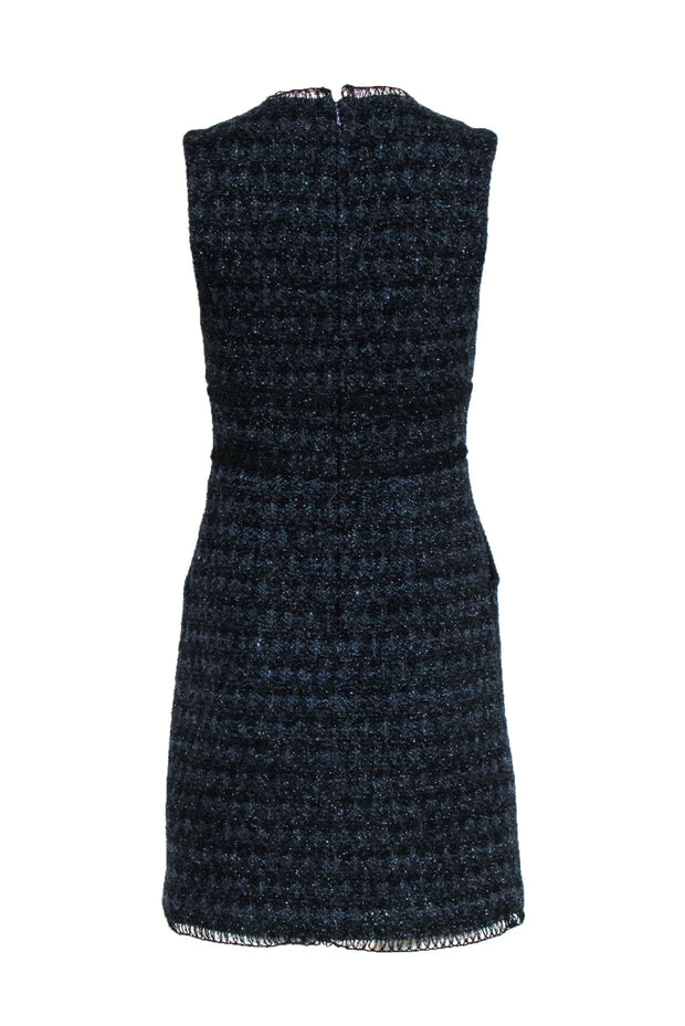 Current Boutique-Adam Lippes - Black & Navy Tweed V-Neck Sheath Dress Sz 2