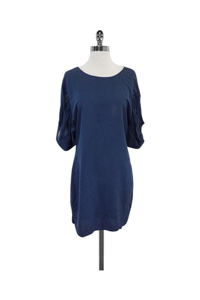 Current Boutique-Adam Lippes - Blue Chiffon Short Sleeve Shift Dress Sz 6