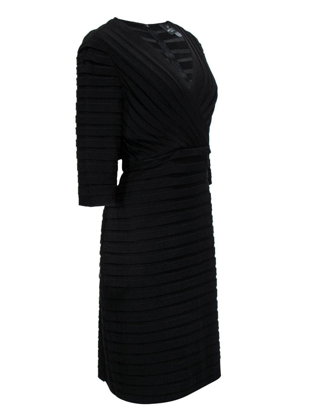 Current Boutique-Adrianna Papell - Black Pleated Sheath Dress Sz 16