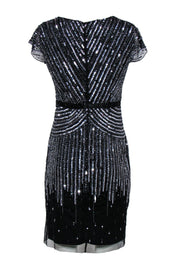 Current Boutique-Adrianna Papell - Black Sequin Ombre Cap Sleeve Sheath Dress Sz 8