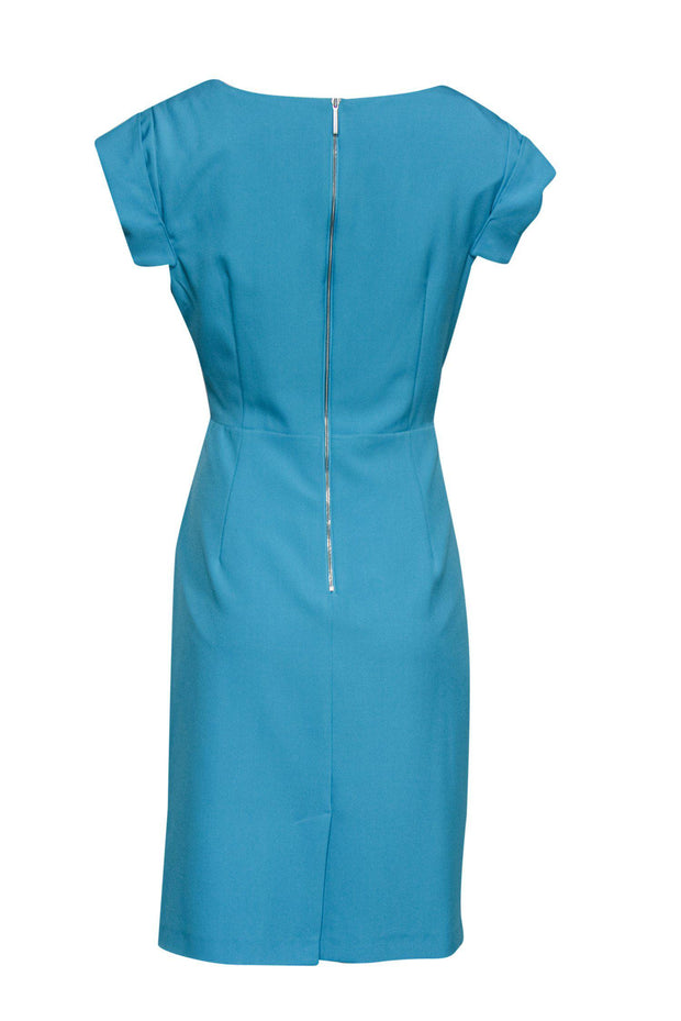Current Boutique-Adrianna Papell - Blue Sheath Dress w/ Side Pleats Sz 14