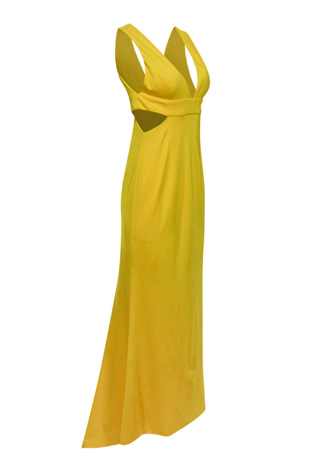 Adrianna Papell Bright Yellow Sleeveless Gown w Cutouts Sz 8