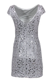 Current Boutique-Adrianna Papell - Silver Sequin & Beaded Sheath Dress Sz 2