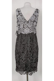 Current Boutique-Adrianna Papell - White & Grey Lace Dress Sz 6