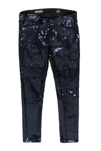Current Boutique-Adriano Goldschmeid - Navy Sequin Skinny Pants Sz 26