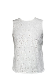 Current Boutique-Adriano Goldschmied - White Eyelet Tank Top Sz XS