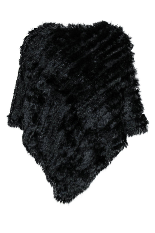 Current Boutique-Adrienne Landau - Black Rabbit Fur Poncho OS