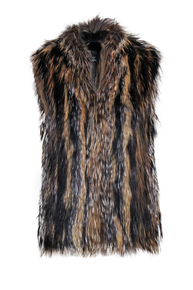 Current Boutique-Adrienne Landau - Brown & Black Multi-Toned Fox Fur Vest Sz S