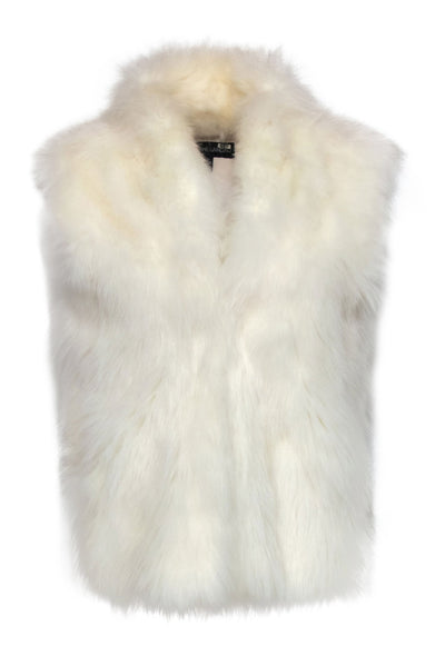 Current Boutique-Adrienne Landau - White Fox Fur Clasped Vest Sz M