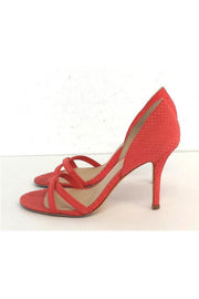 Current Boutique-Aerin - Coral Snakeskin Strappy Heels Sz 7