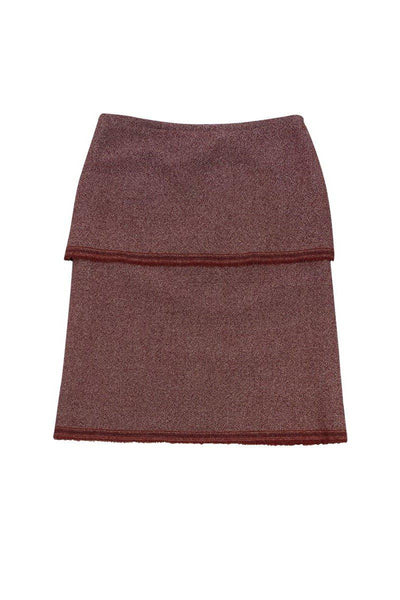Current Boutique-Agnes B. - Burgundy Red Tweed Skirt Sz 4