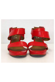 Current Boutique-Agnes B. - Red Leather Ankle Strap Heels Sz 7.5