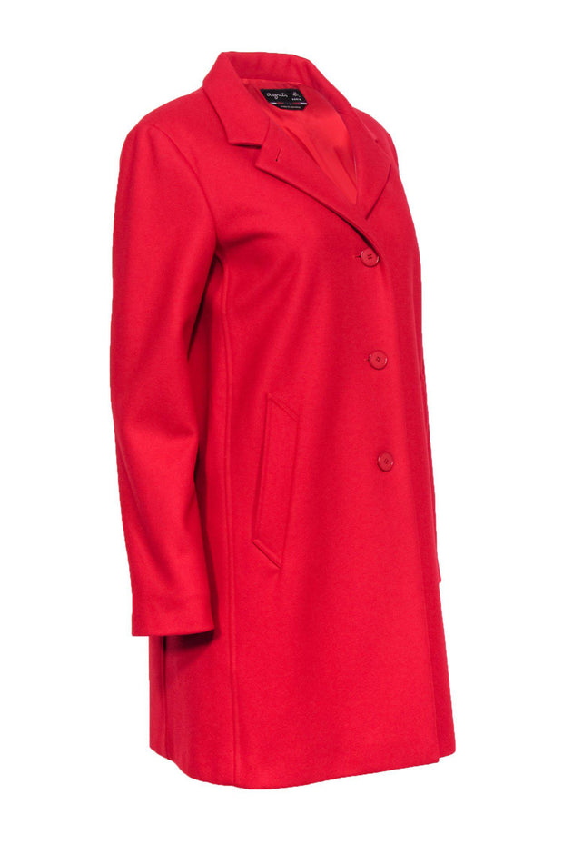 Current Boutique-Agnes B. - Red Wool Blend Longline Coat Sz M