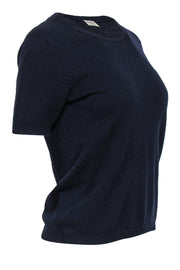 Current Boutique-Agnona - Navy Short Sleeve Wool Blend Sweater Sz L