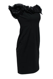 Current Boutique-Aidan Mattox - Black Off-the-Shoulder Sheath Dress w/ Ruffles Sz 8