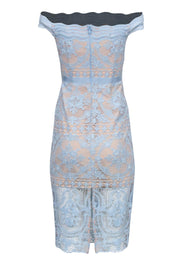 Current Boutique-Aijek - Baby Blue Lace Off-the-Shoulder Midi Dress w/ Nude Lining Sz 2
