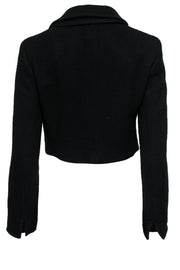 Current Boutique-Akris - Black Ribbed Wool Cropped Jacket Sz 6