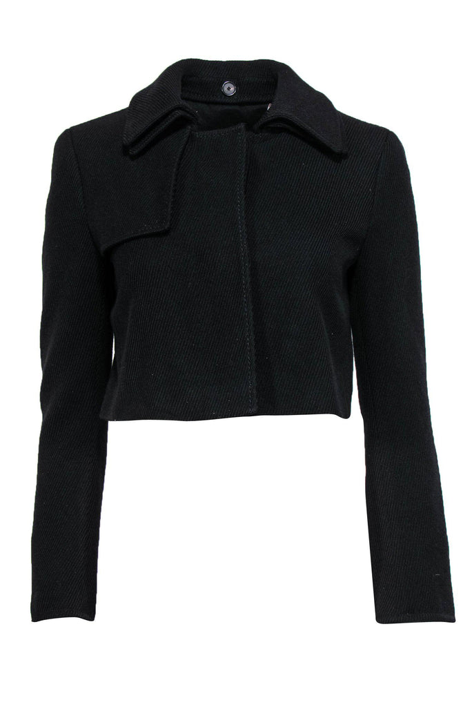 Akris - Black Ribbed Wool Cropped Jacket Sz 6 – Current Boutique