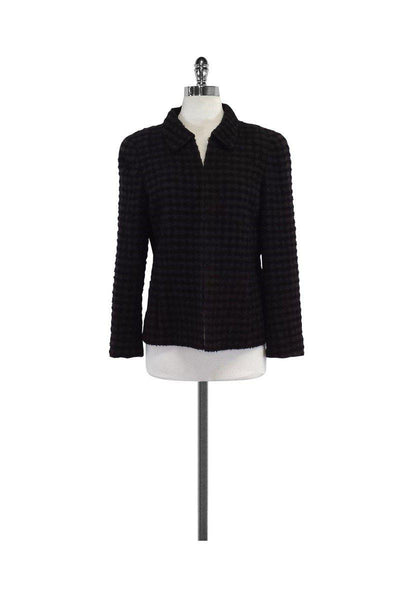 Current Boutique-Akris - Brown & Black Checkered Wool Jacket Sz 10