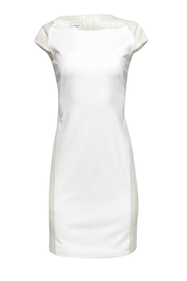 Current Boutique-Akris - Cream Bodycon Dress w/ Mesh Paneling Sz 6