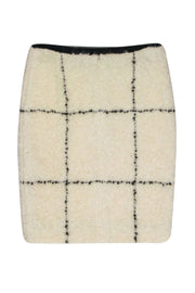 Current Boutique-Akris - Cream Grid Patterned Fuzzy Alpaca & Wool Skirt Sz 2