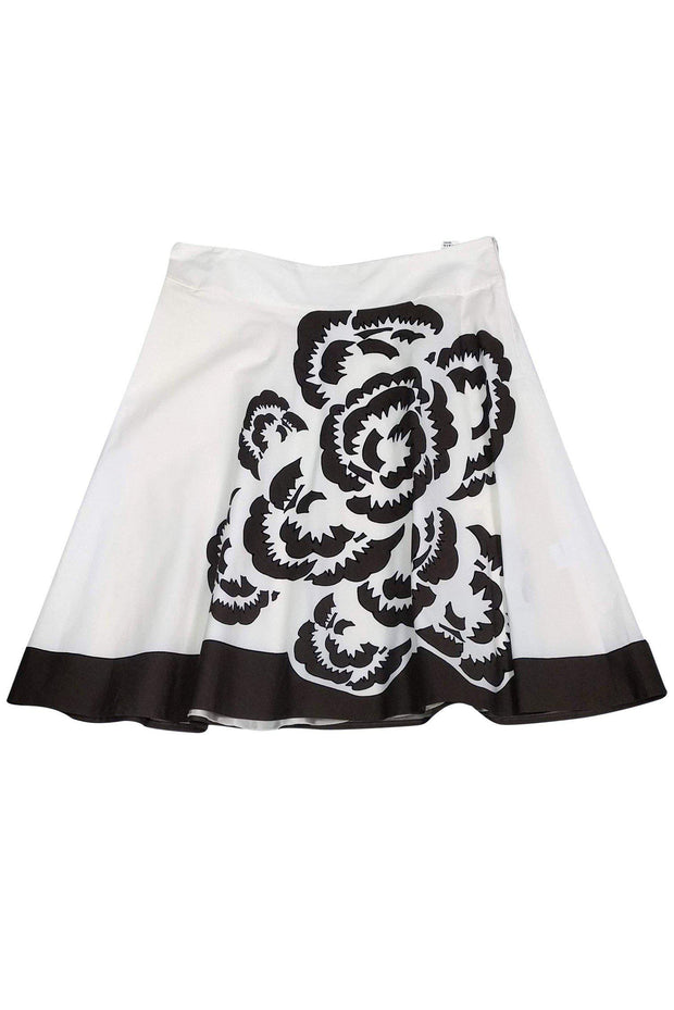Current Boutique-Akris - Cream & Taupe Floral Skirt Sz 8