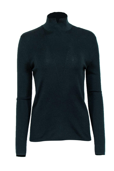 Current Boutique-Akris - Forest Green Cashmere Blend Turtleneck Sweater Sz 10