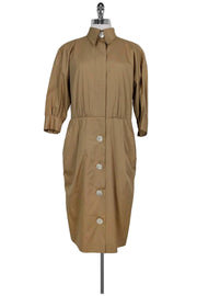 Current Boutique-Akris - Khaki Dress w/ Iridescent Buttons Sz 6