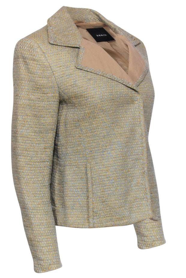 Current Boutique-Akris - Light Blue & Beige Tweed Button-Up Blazer Sz M