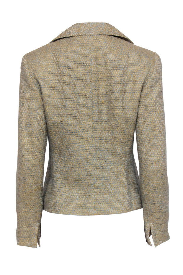 Current Boutique-Akris - Light Blue & Beige Tweed Button-Up Blazer Sz M
