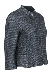 Current Boutique-Akris Punto - Black & Gray Textured Zip-Up Wool Blend Jacket Sz 8