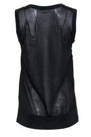 Current Boutique-Akris Punto - Black Sleeveless Blouse w/ Polka Dot Eyelet Lace Design Sz 6