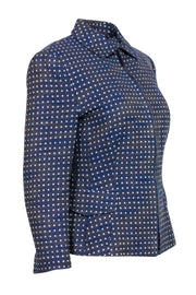 Current Boutique-Akris Punto - Blue & White Printed Zip-Up Blazer Sz 8