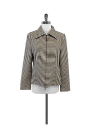 Current Boutique-Akris Punto - Cream & Black Striped Jacket Sz 10