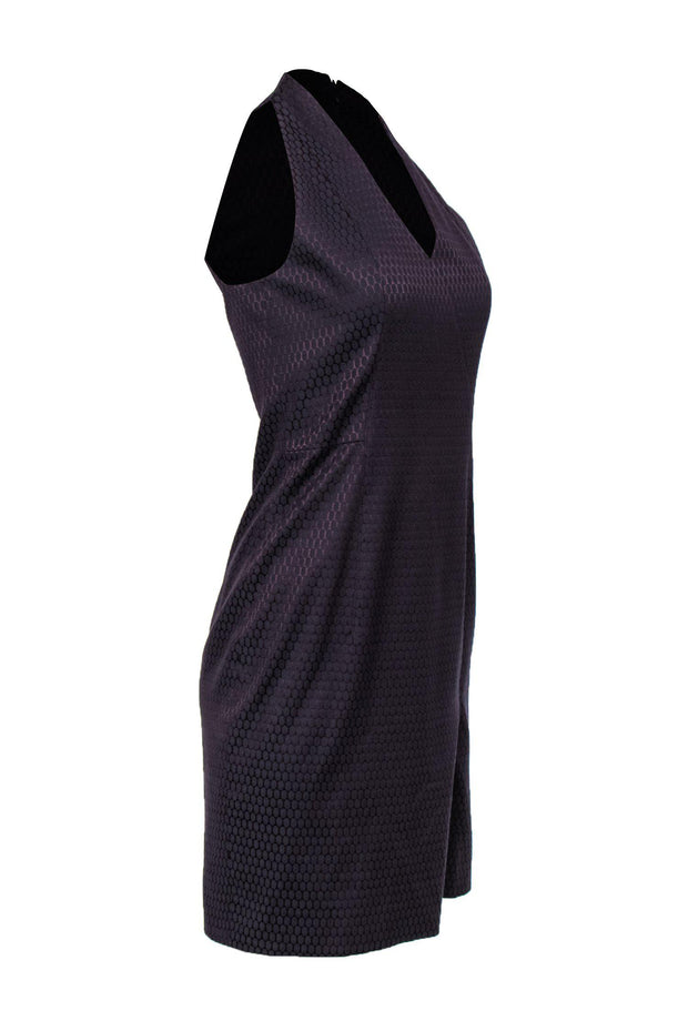 Current Boutique-Akris Punto - Dark Purple Spotted Sheath Dress Sz 4