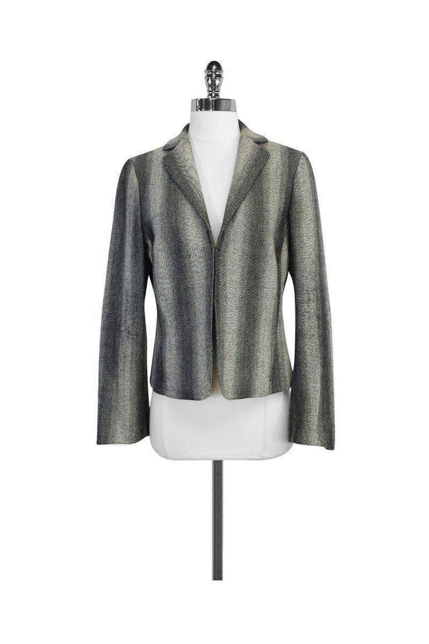 Current Boutique-Akris Punto - Grey & Black Wool Tweed Jacket Sz 10