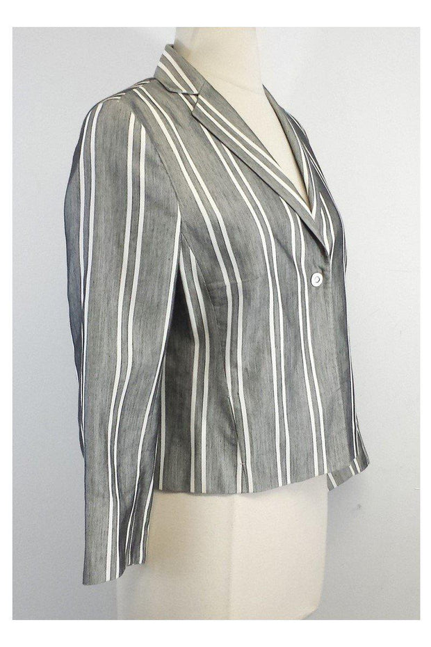 Current Boutique-Akris Punto - Grey & White Striped Blazer Sz 6