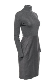 Current Boutique-Akris Punto - Grey Wool Dress w/ Quarter Zip Sz 4