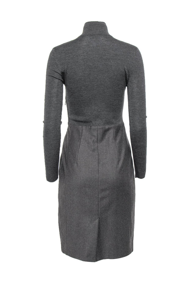 Current Boutique-Akris Punto - Grey Wool Dress w/ Quarter Zip Sz 4