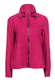 Current Boutique-Akris Punto - Hot Pink Linen Zip-Up Jacket Sz S