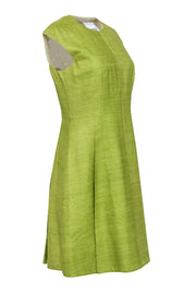 Current Boutique-Akris Punto - Lime Green A-Line Silk Zip-Up Dress Sz 8