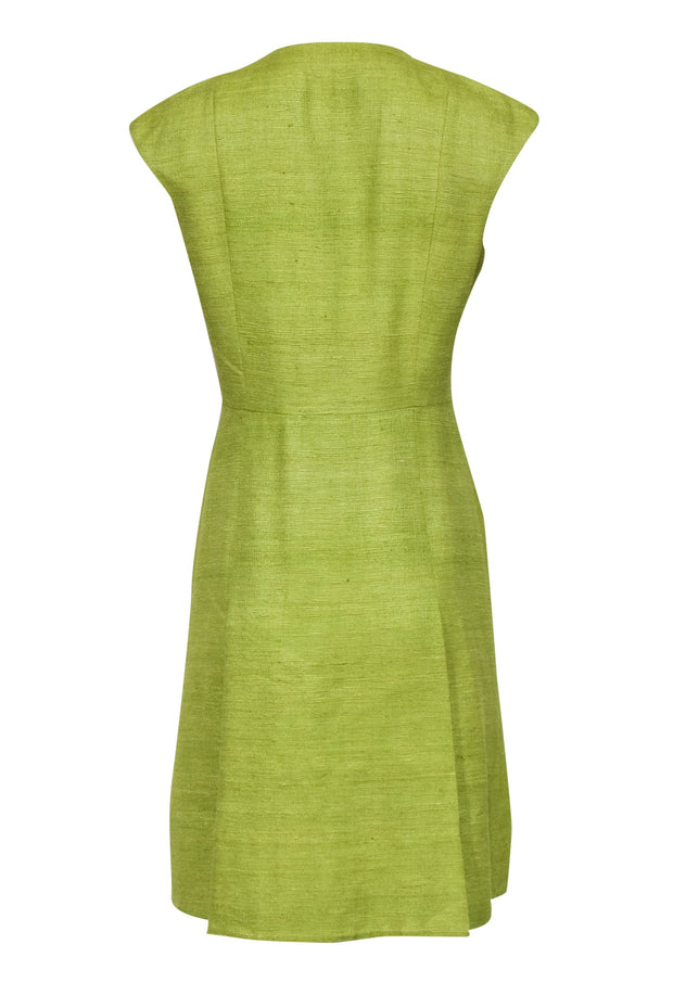 Current Boutique-Akris Punto - Lime Green A-Line Silk Zip-Up Dress Sz 8