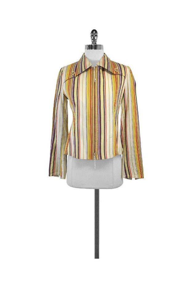 Current Boutique-Akris Punto - Multicolor Striped Zip Up Jacket Sz 4