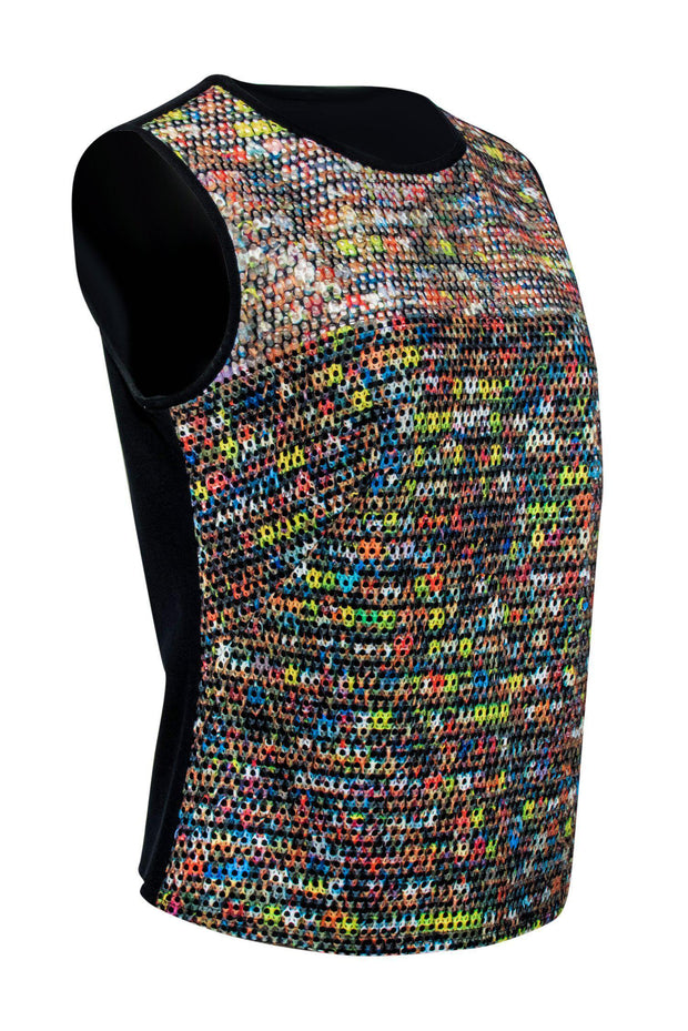 Current Boutique-Akris Punto - Multicolored Mesh Front Sleeveless Top Sz 12